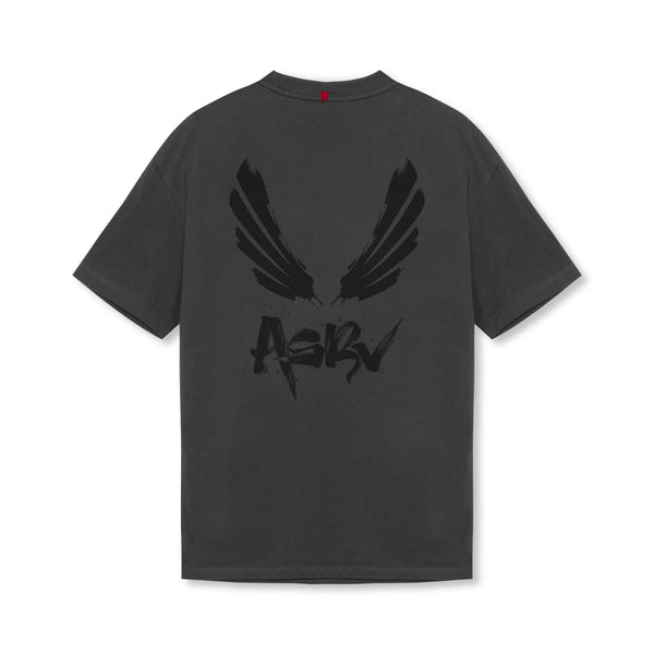 0797. Tech Essential™ Relaxed Tee - Space Grey/Black "Brush Wings/ASRV"