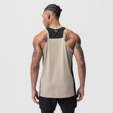0809. Supima® Mesh Panel Training Singlet  - Sand Smoke