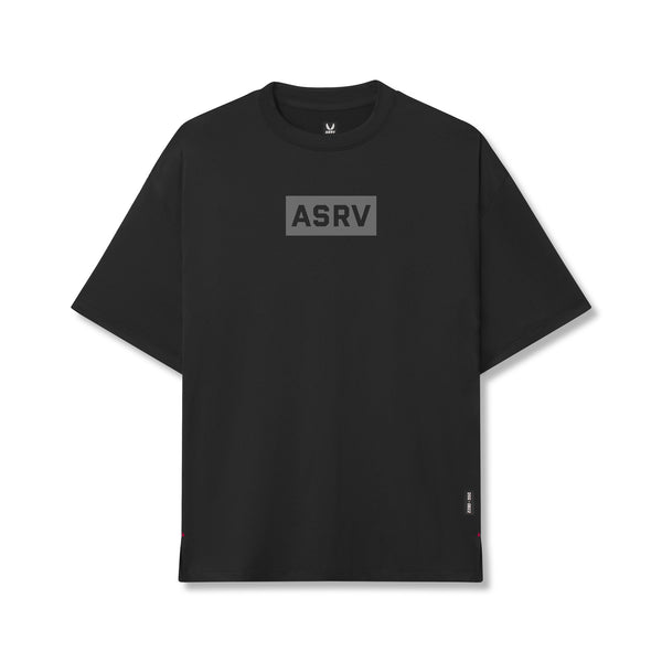 0822. AeroSilver® Oversized Tee - Black "Box Logo"