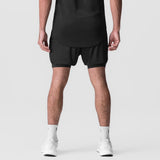 0828. AeroSilver® 5" Liner Short - Black "White Wings"/Black