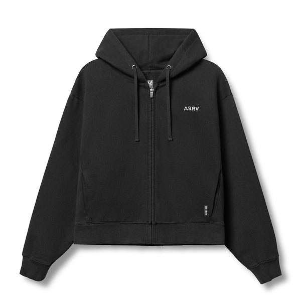 0843. Tech Essential™ Distressed Full Zip Hoodie - Black