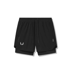 0865. Tetra-Lite® 5" Liner Short - Black/Black/ White "Wings"