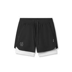0865. Tetra-Lite® 5" Liner Short - Black "Cyber"/White
