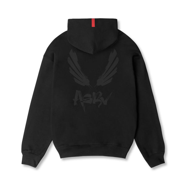 0874. Tech-Terry™ Zip Pocket Hoodie  -  Black/Black "Brush Wings/ASRV"