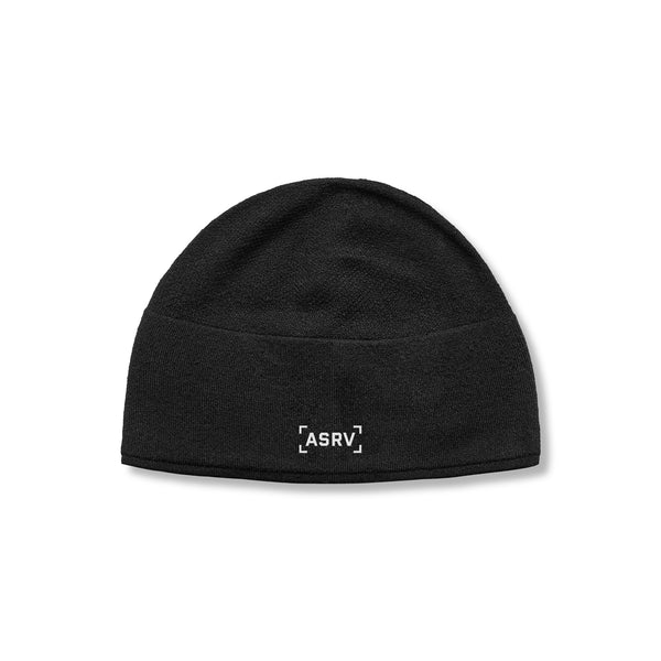 0936. Merino Wool Skull Cap - Black "Bracket"