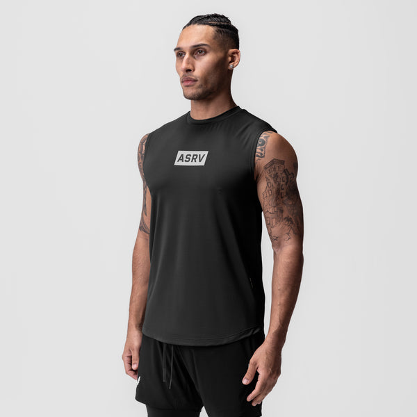 0757. AeroSilver® Cutoff Tank - Black "Box Logo"