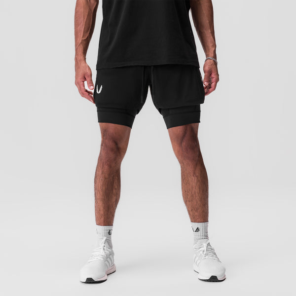 0865. Tetra-Lite® 5" Liner Short - Black/Black/ White "Wings"