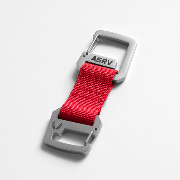 Double Clip Keychain - Stainless Steel/Red
